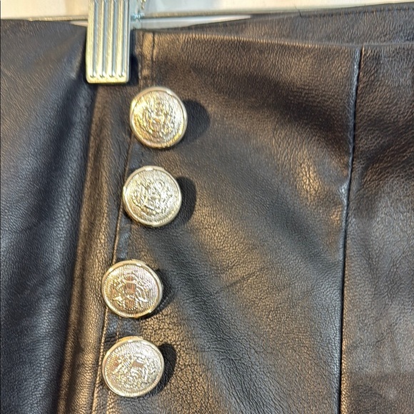 Venti6 Italian Faux Leather Black High-Waisted Pants with Button Detail Size L - Picture 4 of 10